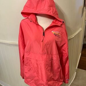 Brand New Woman’s Champion Vibrant Pink Hooded 1/2 Zip Windbreaker Size Large